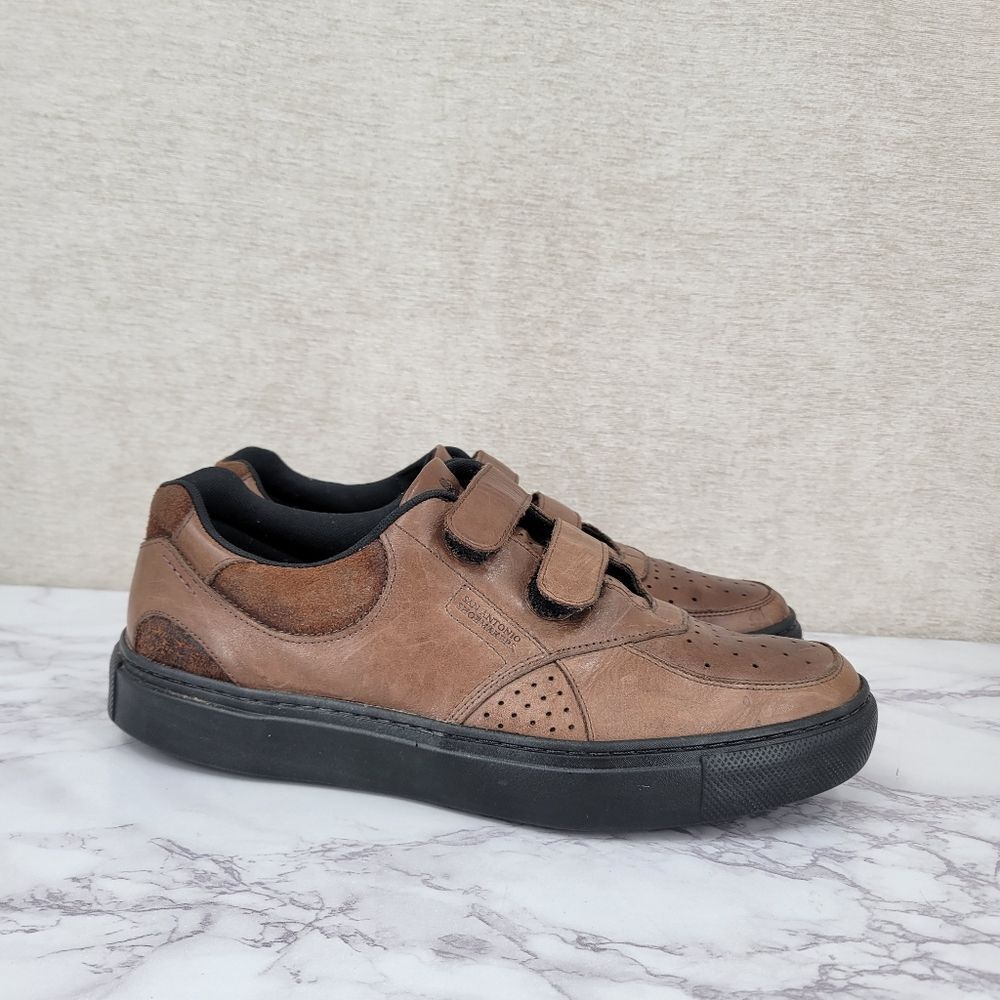 SAS High Street-V Walking Shoe Brown Leather and Suede Sneakers Vel-cro